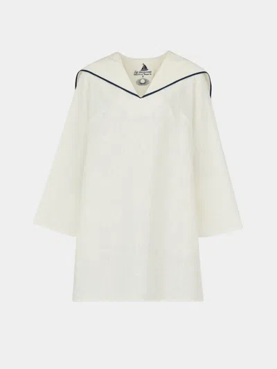 Les Vacances D'irina The Santorini Linen Short Dress One Size  Abask Luxury Gift In  White