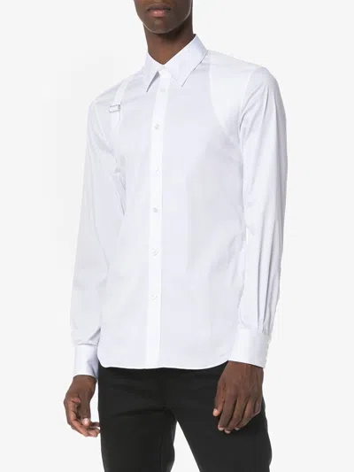 Alexander Mcqueen Structured Button-down Collar Shirt With Buckle In White