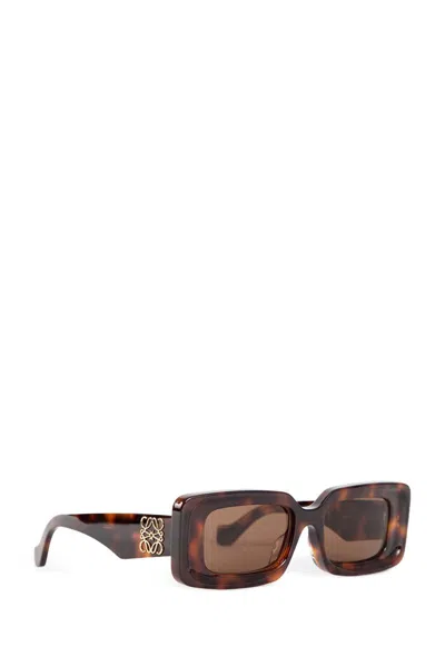 Loewe Chunky Anagram 46mm Rectangular Sunglasses In Brown