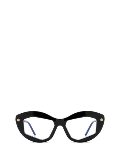 Kuboraum P16 Cat-eye Frame Glasses In Black Shine & Green & Brown