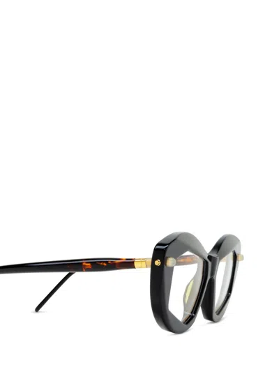 Kuboraum P16 Cat-eye Frame Glasses In Black Shine & Green & Brown