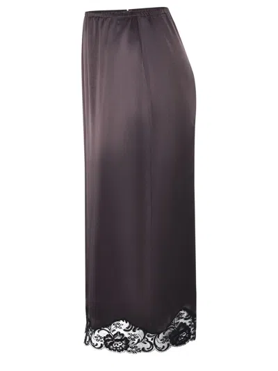Pinko Lace Trimmed Midi Skirt In Purple