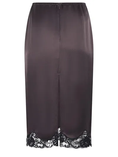 Pinko Lace Trimmed Midi Skirt In Purple