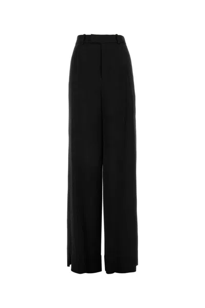 Saint Laurent Wide-leg Wool Pants For Women In Black