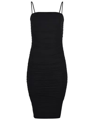 Pinko Forza Sleeveless Gathered Midi Crepe Dress In Black