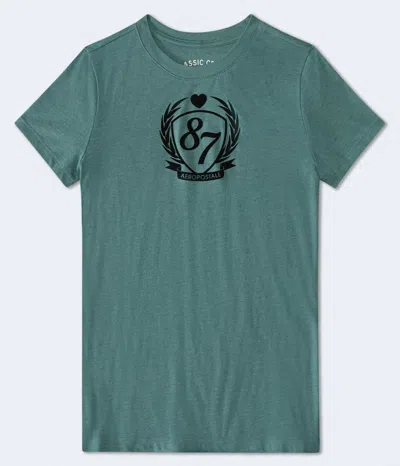Aéropostale 87 Crest Flocked Graphic Tee In Green
