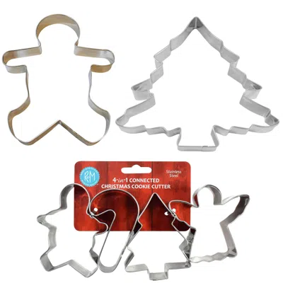 R & M International Christmas, Tree, Angel, And Gingerbread Cookie Cutter Set In Silver