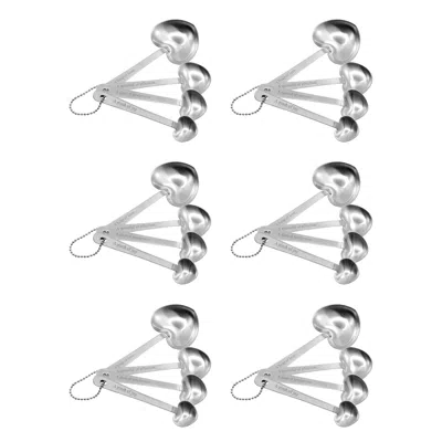 R & M International Heart Shaped Measuring Spoons, Pack Of 6 In Silver
