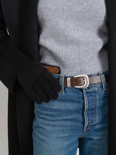 Alex Mill Cashmere Leather Patch Gloves In Black