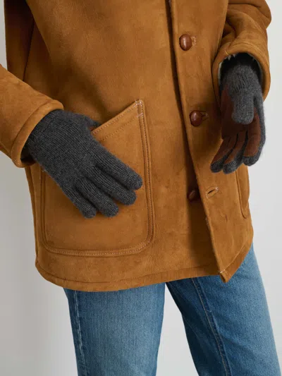 Alex Mill Cashmere Leather Patch Gloves In Flannel