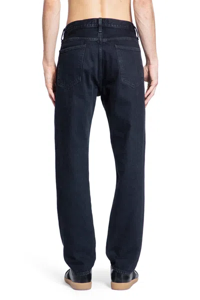 Agolde Regenerated Denim Straight Leg Trousers In Black