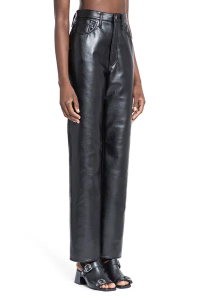 Agolde 90s Pinch Straight-leg High-rise Recycled-leather-blend Jeans In Black