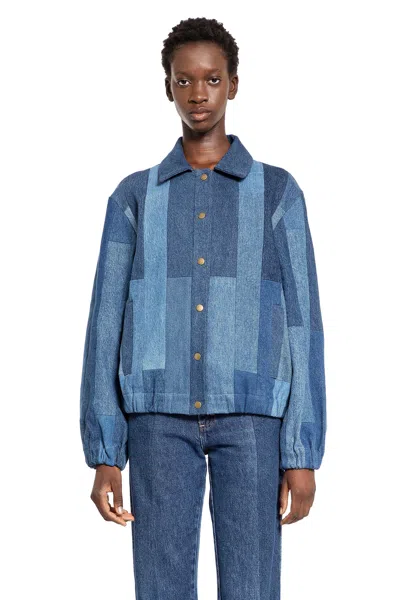 E.l.v Denim Kara Bomber Jacket In Blue
