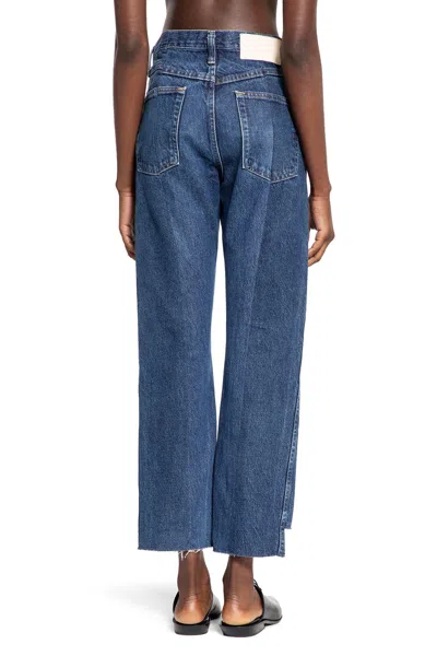E.l.v Denim Frayed-hem Panelled Jeans In Blue