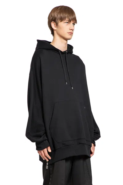 Helmut Lang Relaxed Fit Hoodie With Drawstring Hood And Kangaroo Pocket In Black