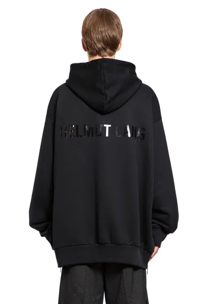Helmut Lang Relaxed Fit Hoodie With Drawstring Hood And Kangaroo Pocket In Black