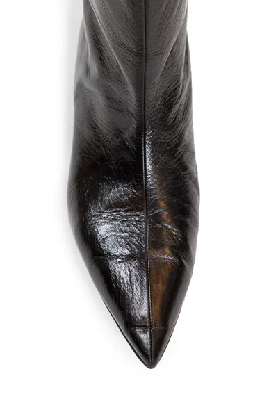 Jil Sander Black Leather Ankle Boots In Black