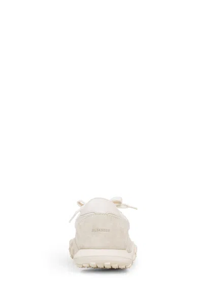 Jil Sander Women White Leather And Suede Moon Sneakers In Off-white