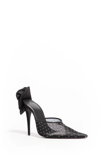 Magda Butrym Rose Crystal Mesh Mules In Black