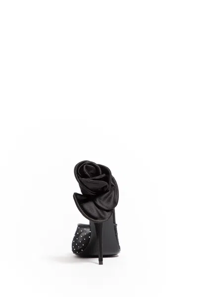 Magda Butrym Rose Crystal Mesh Mules In Black