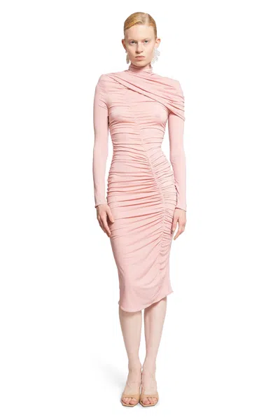 Magda Butrym Abito Midi A Collo Alto Arricciato In Pink