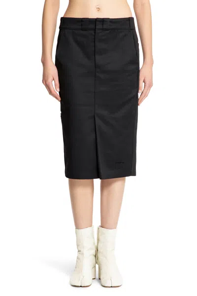 Maison Margiela Gonna Midi In Nylon E Cotone In Black