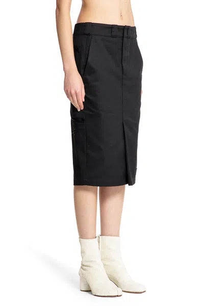 Maison Margiela Gonna Midi In Nylon E Cotone In Black