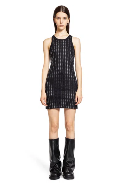 Attico Sleeveless Cotton Top Crystal Studs In Black