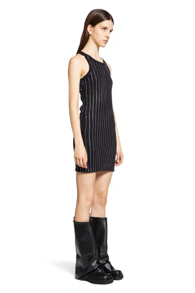 Attico Sleeveless Cotton Top Crystal Studs In Black