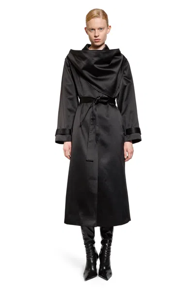 The Garment Kelly Satin Trench Coat With Wrap-panel In Black
