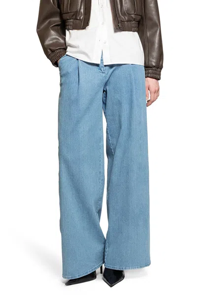 The Garment Womens Merci Wide-leg Cotton-blend Chambray Trousers Medium Blue In Blue