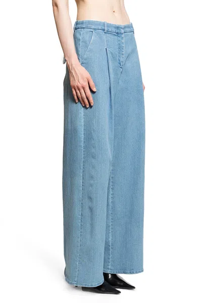 The Garment Womens Merci Wide-leg Cotton-blend Chambray Trousers Medium Blue In Blue