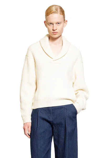 The Garment Ribbed Shawl-collar Sweater In Off-white