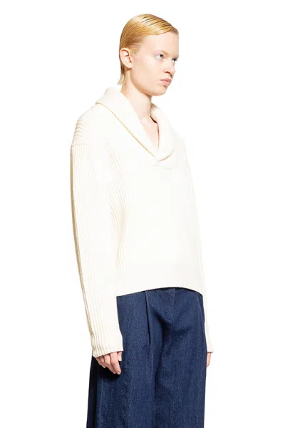 The Garment Ribbed Shawl-collar Sweater In Off-white