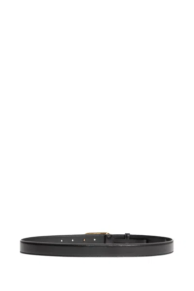 Tom Ford Glossy Croc-stamped Leather Skinny Belt In Black