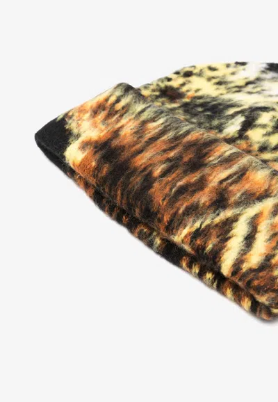 Attico Abstract Print Knitted Beanie In Multicolor