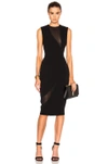 VICTORIA BECKHAM VICTORIA BECKHAM DOUBLE CREPE & GEORGETTE FITTED DRESS IN BLACK,DRS FIT 077 P AW 16