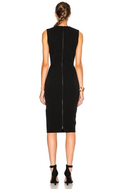 Shop Victoria Beckham Double Crepe & Georgette Fitted Dress In Black
