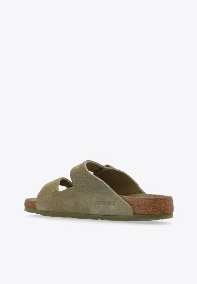 Birkenstock Double Buckle Flat Sole Open Toe Slippers In Green