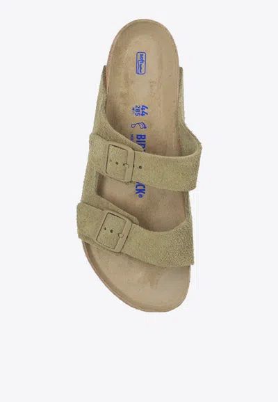 Birkenstock Double Buckle Flat Sole Open Toe Slippers In Green