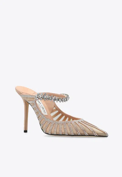 Jimmy Choo Bing 100 All-over Crystals Mules In Pink