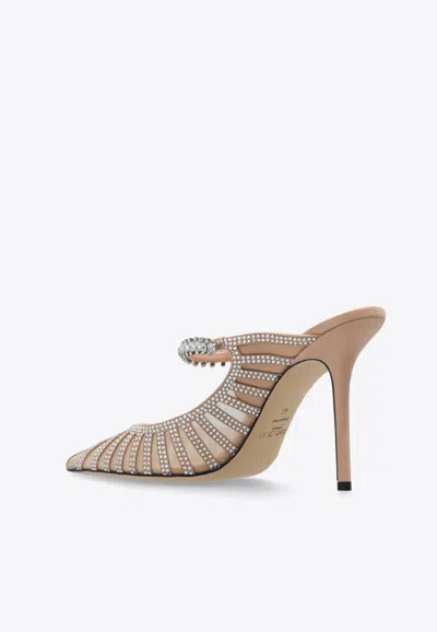 Jimmy Choo Bing 100 All-over Crystals Mules In Pink