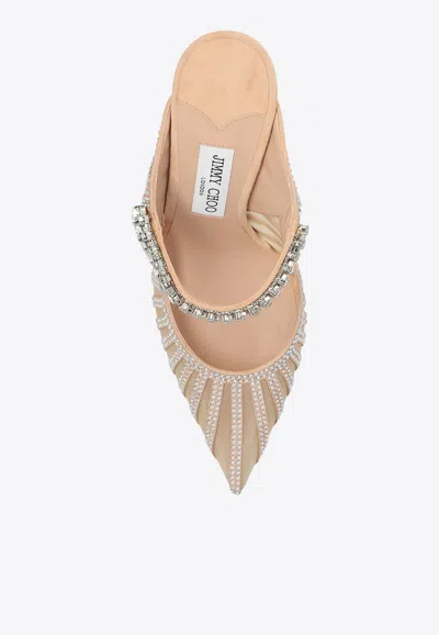 Jimmy Choo Bing 100 All-over Crystals Mules In Pink