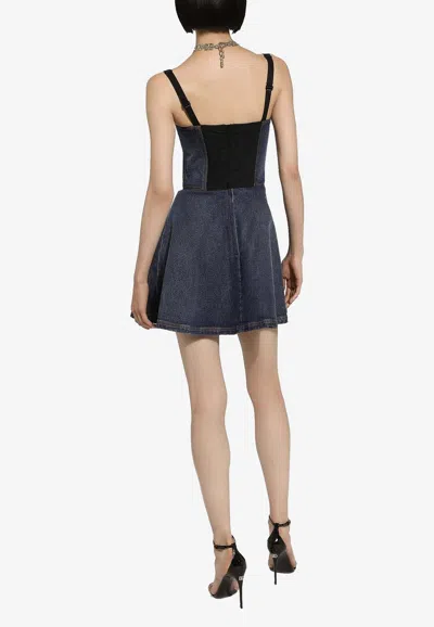 Dolce & Gabbana Elasticated Back Denim Corset Dress In Denim