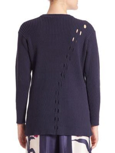 Shop Tanya Taylor Ribbed Beaded Sweater In Midnight