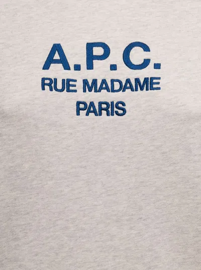 Apc Grey Tina Sweatshirt In Fleece Cotton With Logo Embroidery To The Chest In Grey