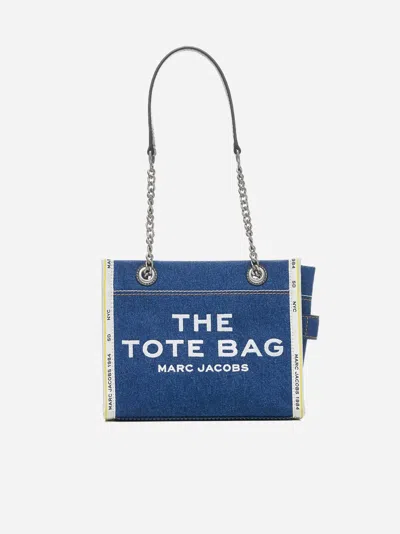 MARC JACOBS BLUE THE DENIM CHAIN SMALL TOTE BAG 