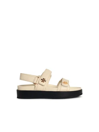 Shop Tory Burch 'kira Sport' Ivory Leather Sandals In Beige