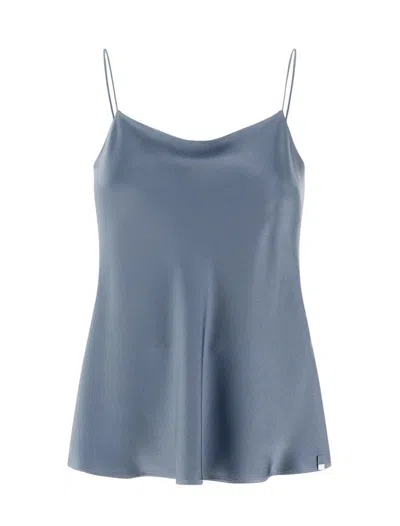 Herno Resort Top In Satin Effect In Navy