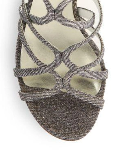 Shop Stuart Weitzman Turning Up Shimmer Strappy Sandals In Pyrnoc